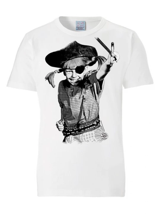 Foto van product LOGOSHIRT Shirt 'Langstrumpf – Pirat' antraciet / zwart / wit