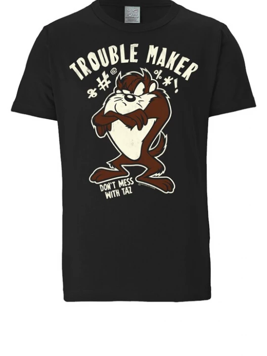 Foto van product LOGOSHIRT Shirt 'Looney Tunes - Taz, Trouble Maker' bruin / zwart / wit