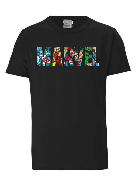 Foto van product LOGOSHIRT Shirt 'Marvel Comic Colour Logo' zwart