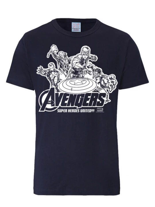 Foto van product LOGOSHIRT Shirt 'Marvel Comics - Avengers' donkerblauw / wit