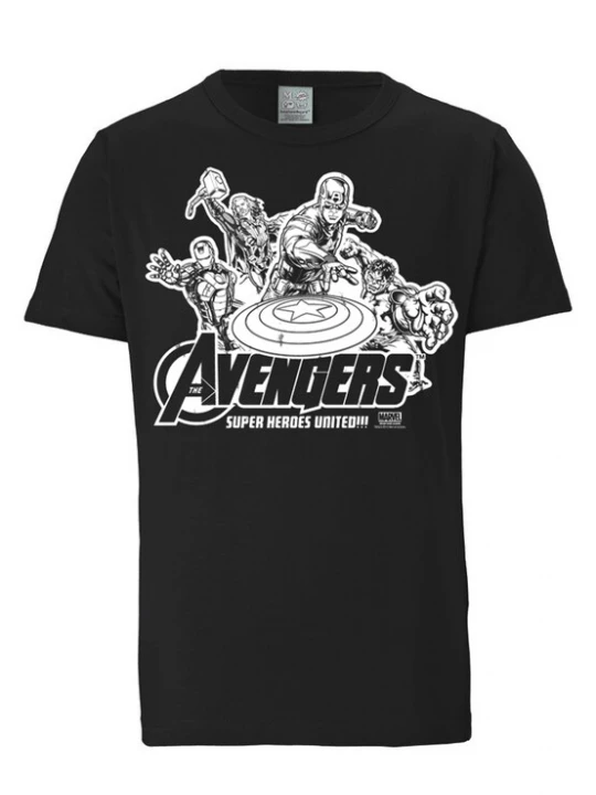 Foto van product LOGOSHIRT Shirt 'Marvel Comics - Avengers' zwart / wit