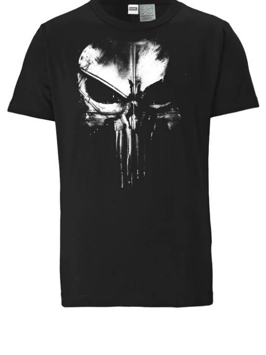 Foto van product LOGOSHIRT Shirt 'Marvel - Punisher Techno Skull' zwart / wit