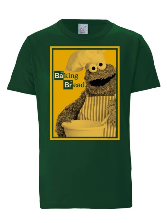 Foto van product LOGOSHIRT Shirt 'Sesamstrasse - Krümelmonster | Baking Bread' donkergroen