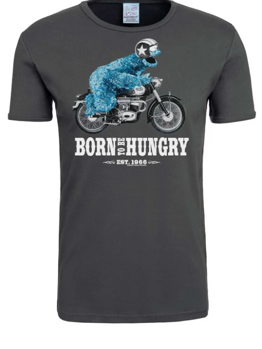 Foto van product LOGOSHIRT Shirt 'Sesamstrasse – Krümelmonster Motorrad' donkergrijs
