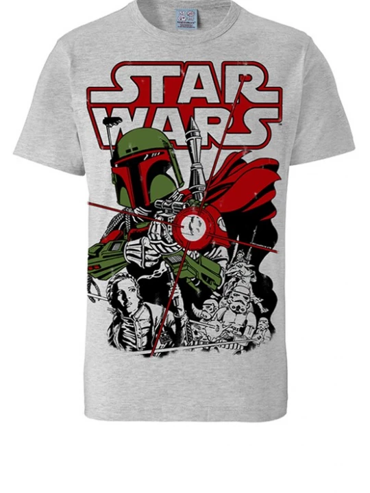 Foto van product LOGOSHIRT Shirt 'Star Wars - Boba Fett' grijs / groen / rood / zwart
