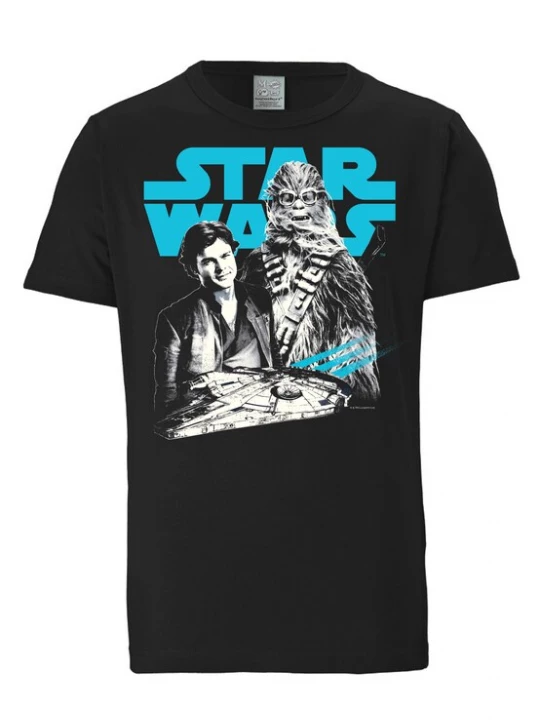 Foto van product LOGOSHIRT Shirt 'Star Wars: Solo - Han Solo & Chewbacca' blauw / zwart / wit