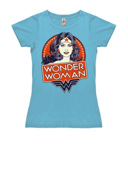 Foto van product LOGOSHIRT Shirt 'Wonder Woman Portrait' lichtblauw / grijs / rood / wit