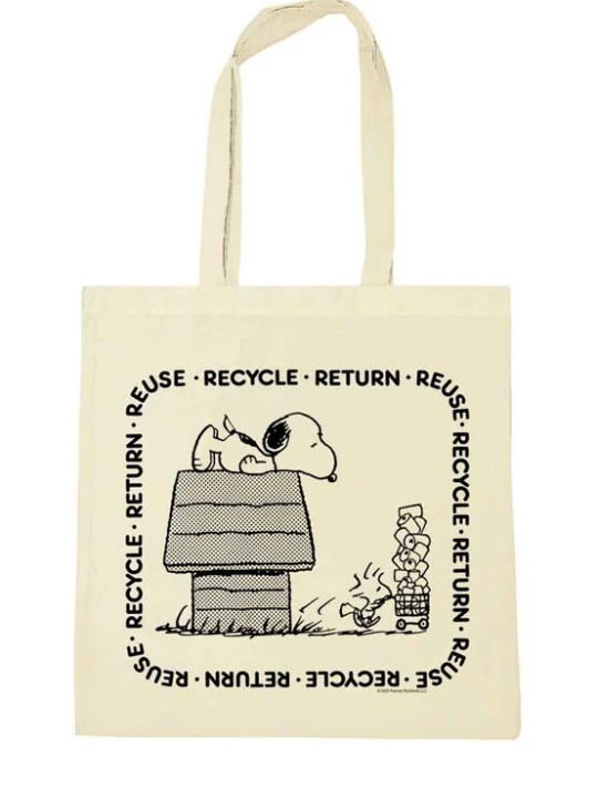 Foto van product LOGOSHIRT Shopper 'Peanuts - Reuse, Recycle, Return' ecru