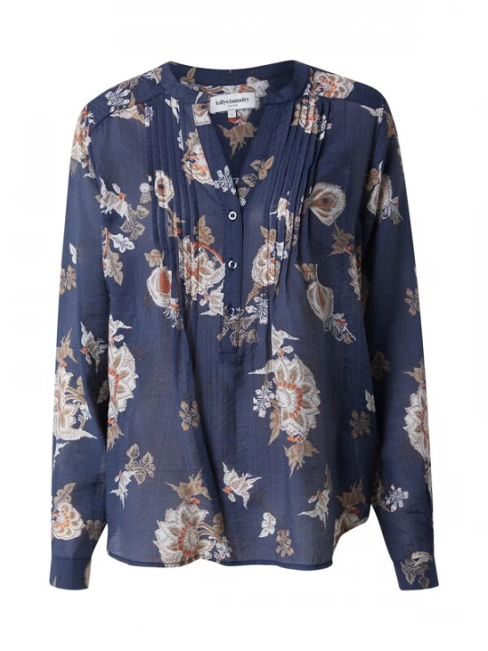 Foto van product Lollys Laundry Blouse beige / donkerblauw / bruin / oranje