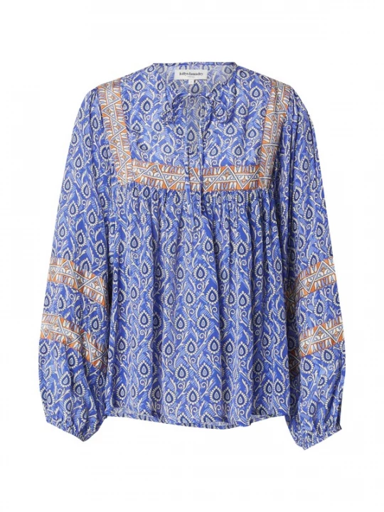 Foto van product Lollys Laundry Blouse 'Teel' blauw / oranje / wit