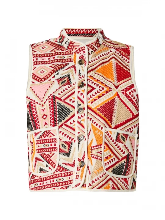 Foto van product Lollys Laundry Bodywarmer 'Cairo' beige / oranje / rosa / rood