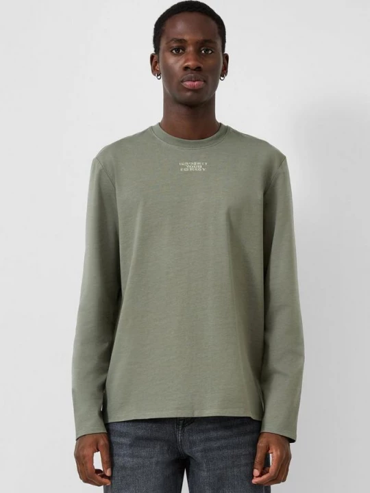 Foto van product Longsleeve met kleine print op voorkant QS olijfgroen