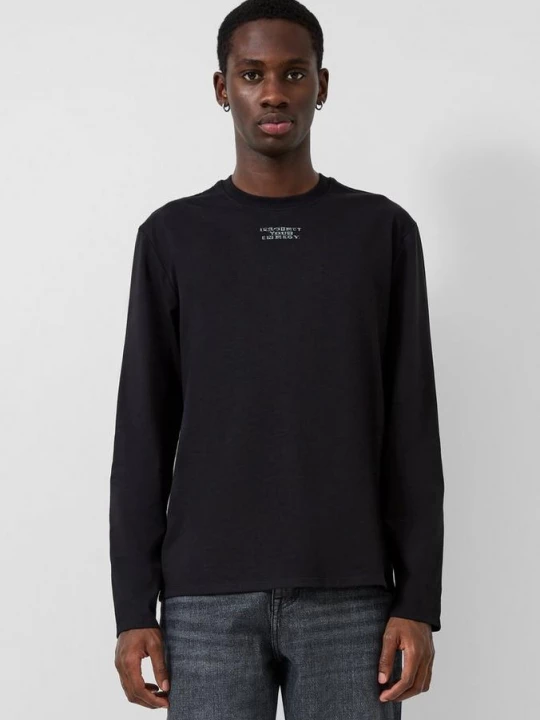 Foto van product Longsleeve met kleine print op voorkant QS zwart