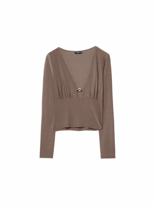 Foto van product Longsleeve Stradivarius lichtbruin mêleerd