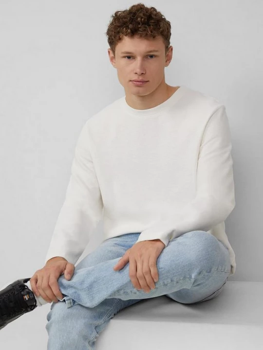 Foto van product Longsleeve van gestructureerde stof QS crème