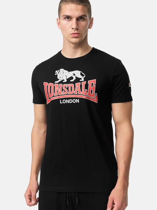 Foto van product LONSDALE Shirt 'Cromane' lichtgrijs / knalrood / zwart