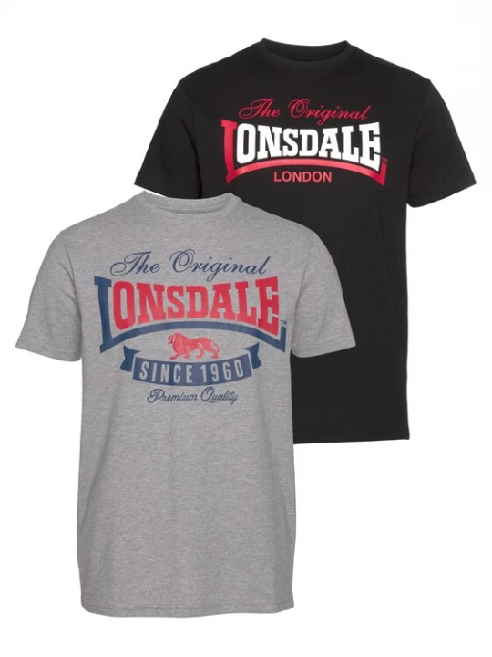 Foto van product LONSDALE Shirt 'Gearach' blauw / grijs gemêleerd / rood / zwart
