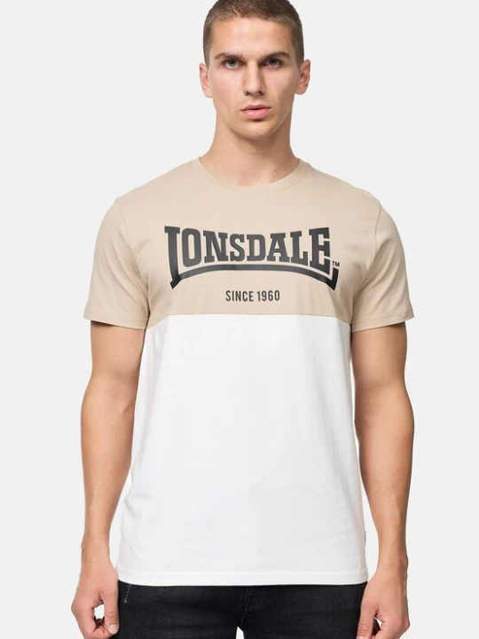 Foto van product LONSDALE Shirt 'Sandscove' sand / zwart / wit