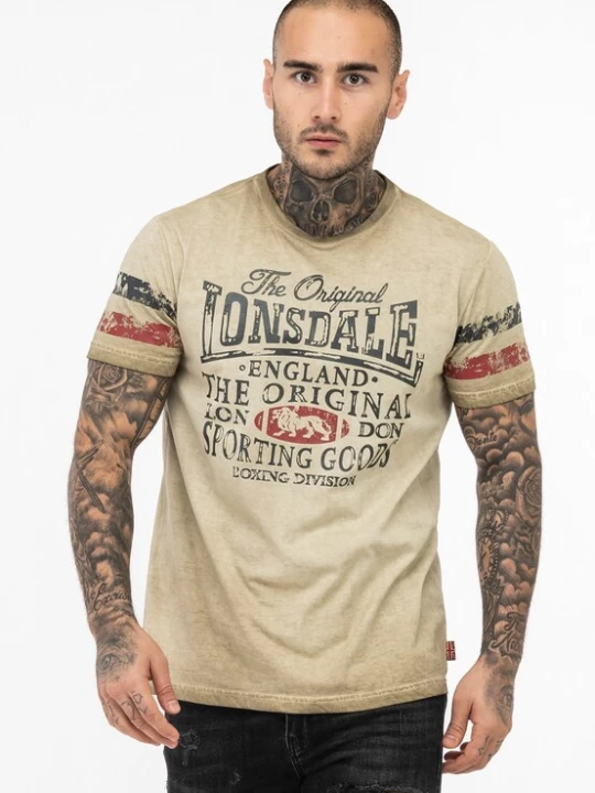 Foto van product LONSDALE Shirt 'Skeld' sand / navy / rood