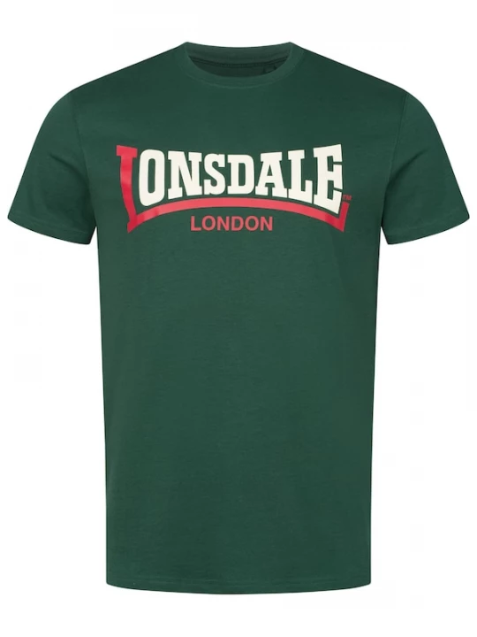 Foto van product LONSDALE Shirt 'Two Tone' donkergroen / donkeroranje / wit