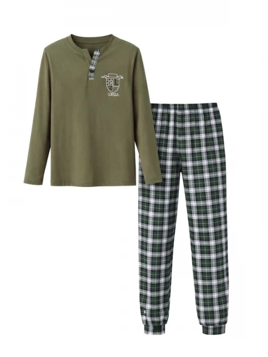 Foto van product LOREZA Nachtkledij 'Jungen Pyjama Elijah' donkergroen