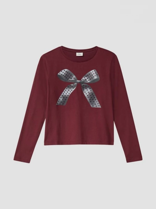Foto van product Los jersey shirt met lange mouwen en edelstenen s.Oliver rood