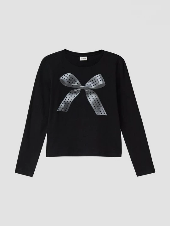 Foto van product Los jersey shirt met lange mouwen en edelstenen s.Oliver zwart