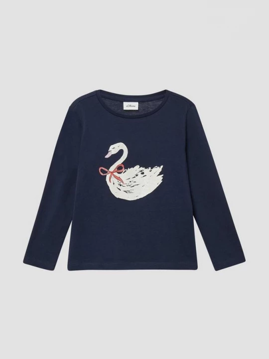 Foto van product Los shirt met lange mouwen en glitterprint s.Oliver blauw