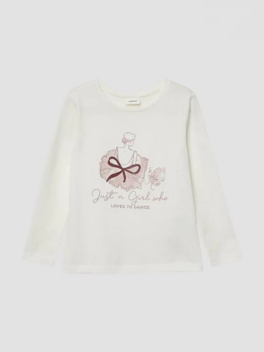 Foto van product Los shirt met lange mouwen en glitterprint s.Oliver crème