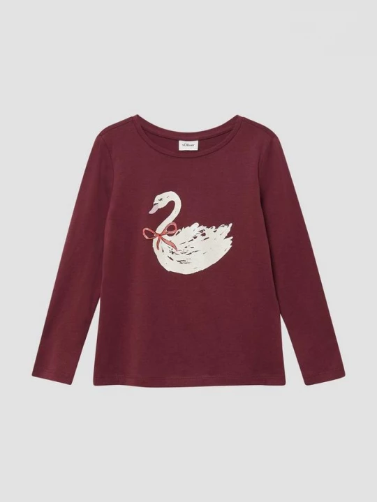 Foto van product Los shirt met lange mouwen en glitterprint s.Oliver rood