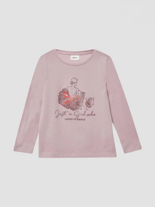 Foto van product Los shirt met lange mouwen en glitterprint s.Oliver roze