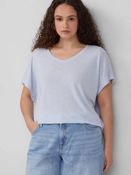 Foto van product Losjes vallend T-shirt van een linnenmix QS blauw