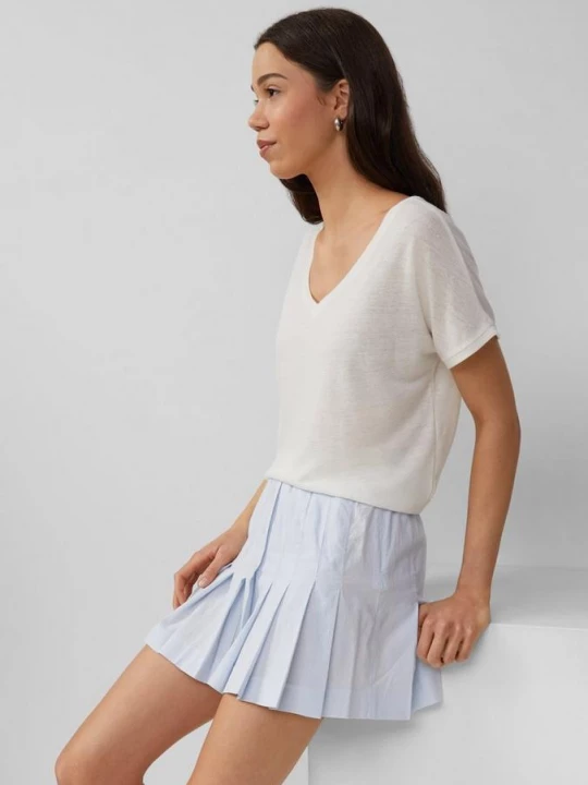 Foto van product Losjes vallend T-shirt van een linnenmix QS crème