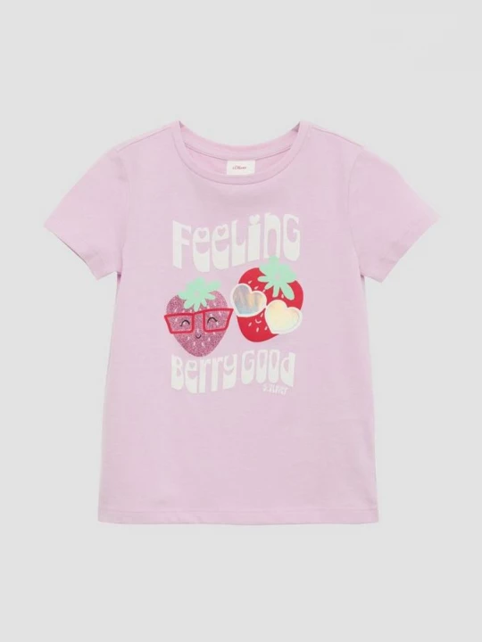 Foto van product Losjes vallend T-shirt van jersey met effectprint s.Oliver roze