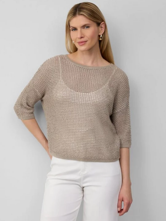 Foto van product Losse gebreide trui met bicolour look en boothals s.Oliver beżowy