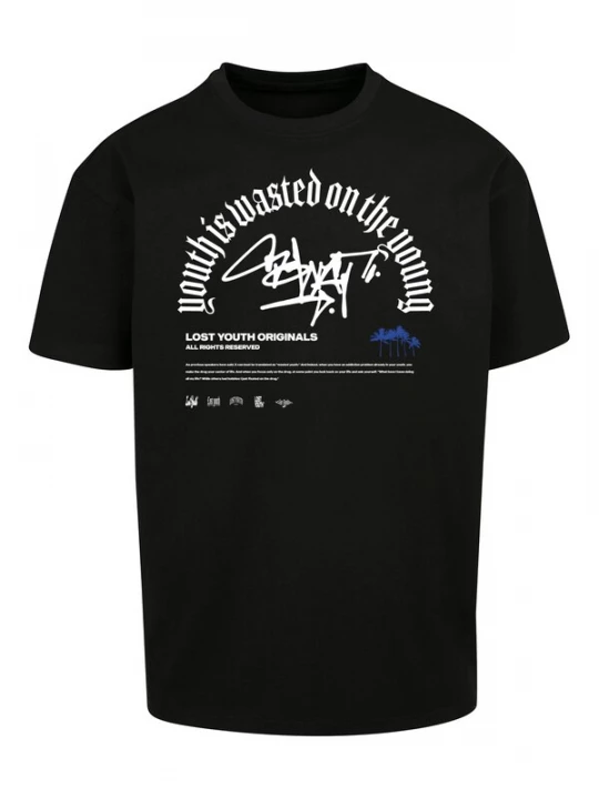 Foto van product Lost Youth Shirt 'GRAFFITI' royal blue / koningsblauw / zwart / wit