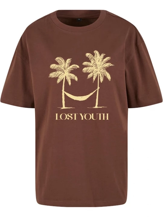 Foto van product Lost Youth Shirt 'Right Direction' chocoladebruin / lichtgeel