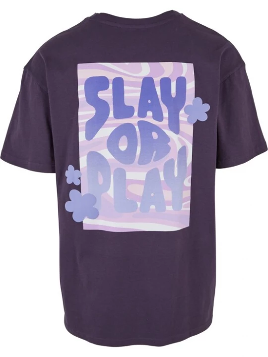Foto van product Lost Youth Shirt 'Slay or Play' aubergine / sering / lichtlila / wit