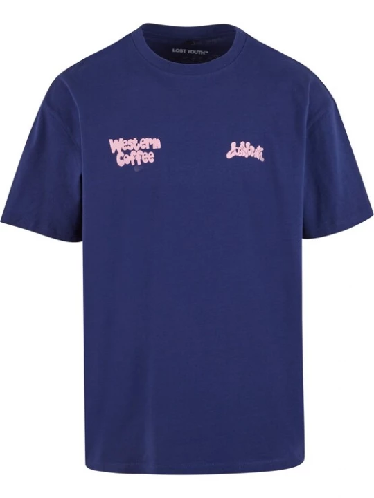 Foto van product Lost Youth Shirt 'Western Coffee' donkerblauw / rosa