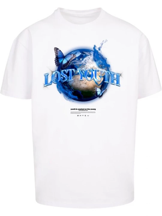 Foto van product Lost Youth Shirt 'World' camel / turquoise / zwart / wit