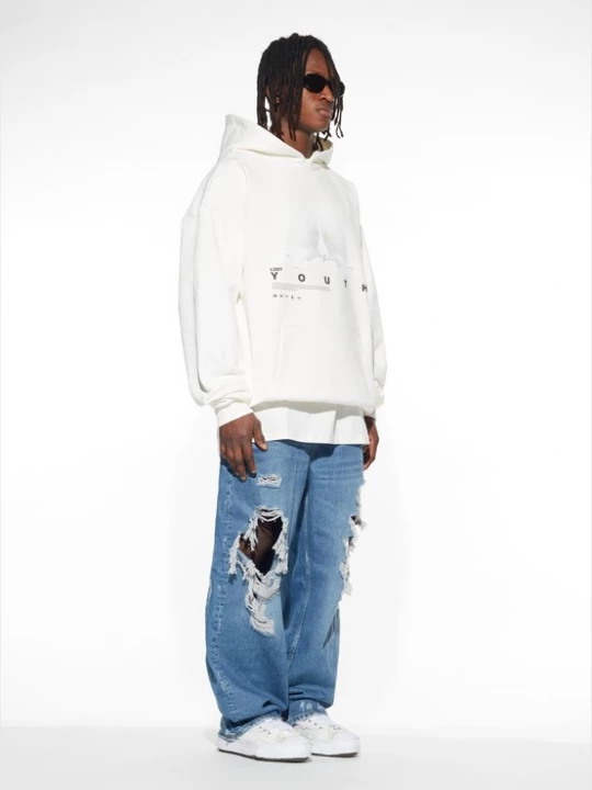 Foto van product Lost Youth Sweatshirt 'Dove' grijs / zwart / wit
