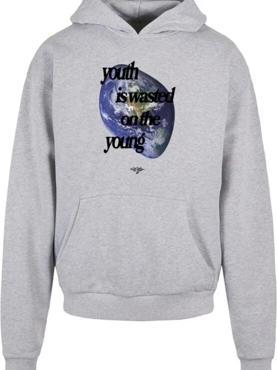 Foto van product Lost Youth Sweatshirt 'World' donkerblauw / grijs gemêleerd / grasgroen / zwart