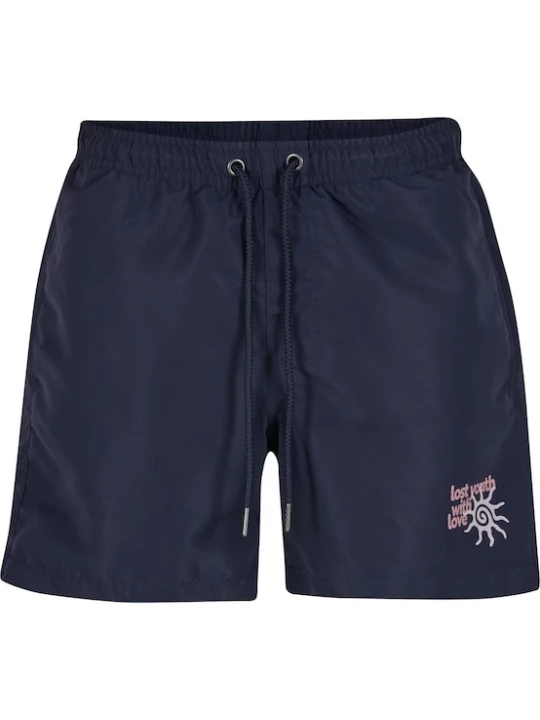 Foto van product Lost Youth Zwemshorts 'With Love' navy / zilvergrijs / rosé