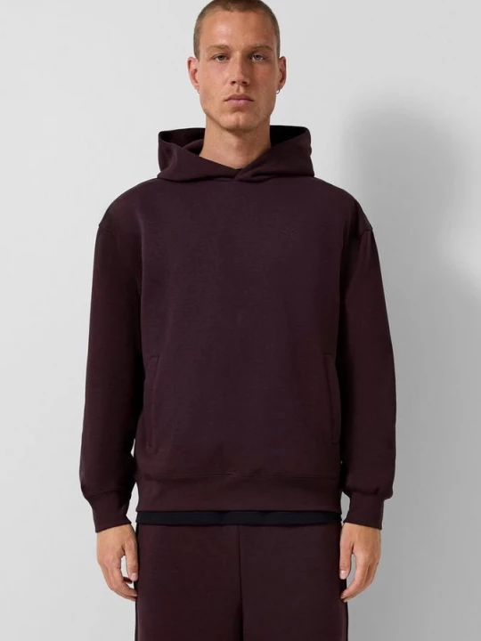 Foto van product Losvallende hoodie met geborduurd logo QS bruin
