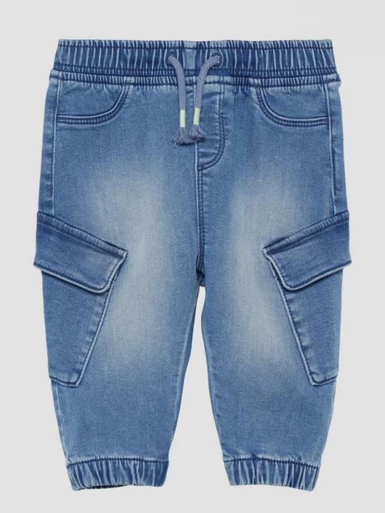 Foto van product Losvallende jeans met elastische tailleband en cargozakken s.Oliver blauw