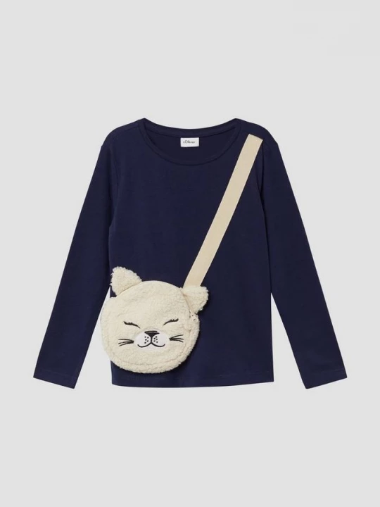 Foto van product Losvallende longsleeve met echte zak s.Oliver blauw