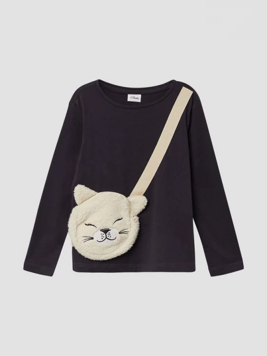 Foto van product Losvallende longsleeve met echte zak s.Oliver grijs
