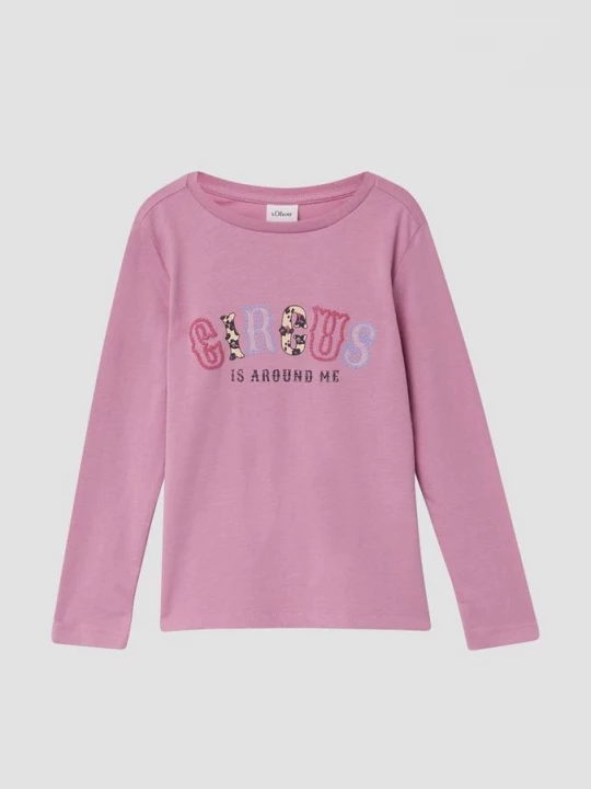 Foto van product Losvallende longsleeve met print op de voorkant s.Oliver roze