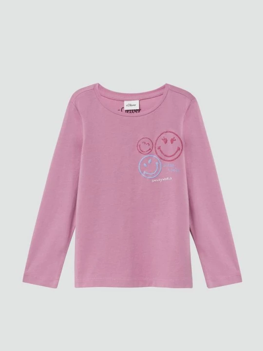 Foto van product Losvallende longsleeve met smiley® print s.Oliver roze