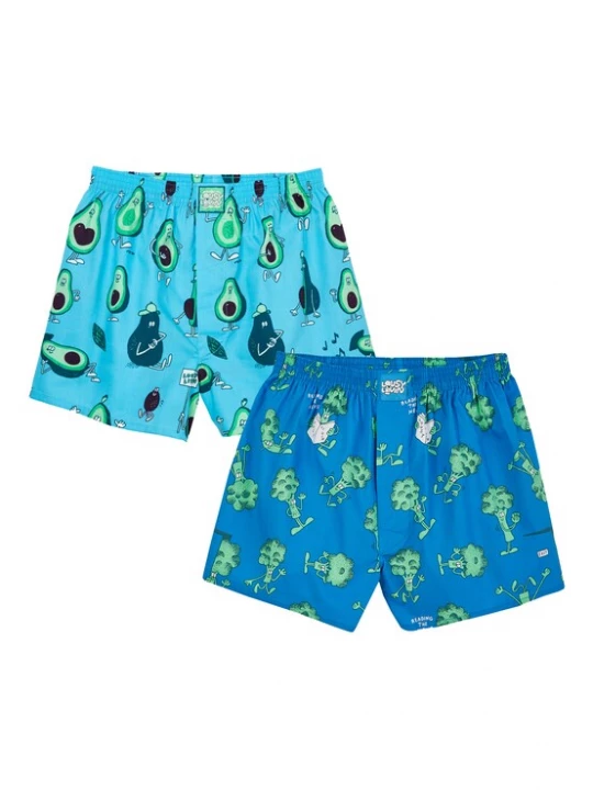 Foto van product Lousy Livin Boxershorts 'Avocado & Broccoli' blauw / gemengde kleuren